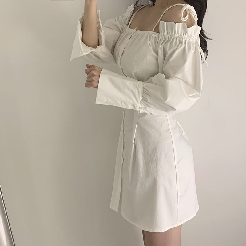 OFF-SHOULDER SHIRT DRESS WITH ELEGANT DESIGN BY71133.