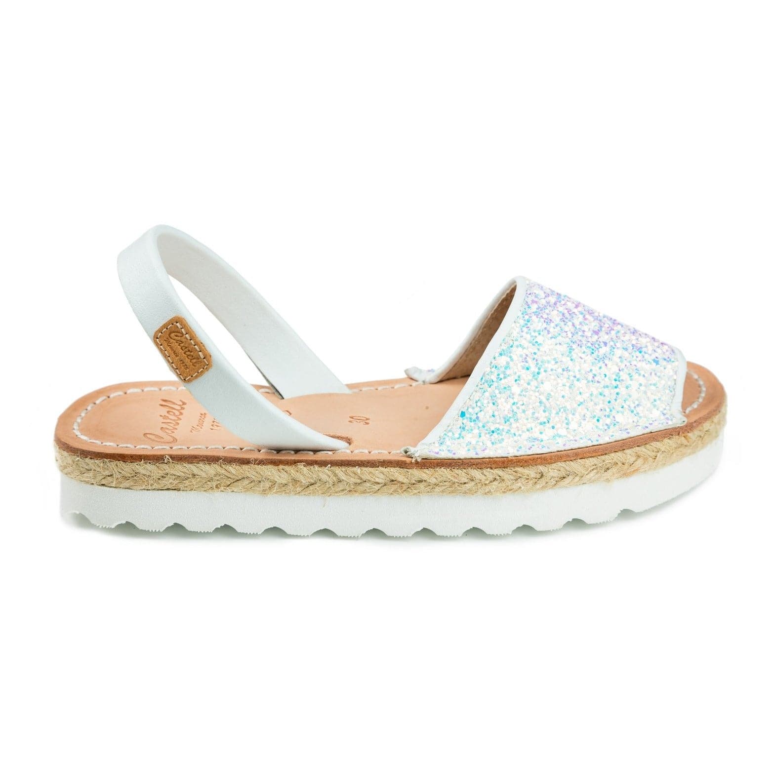 Open Toe Glitter Menorcan Sandal For Kids - Roma Leather 1886R Strech