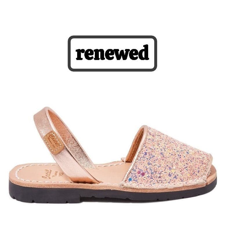 Open Toe Menorcan Sandal for Kids - Iker 1097R Glitter in Renewed Glitter Leather