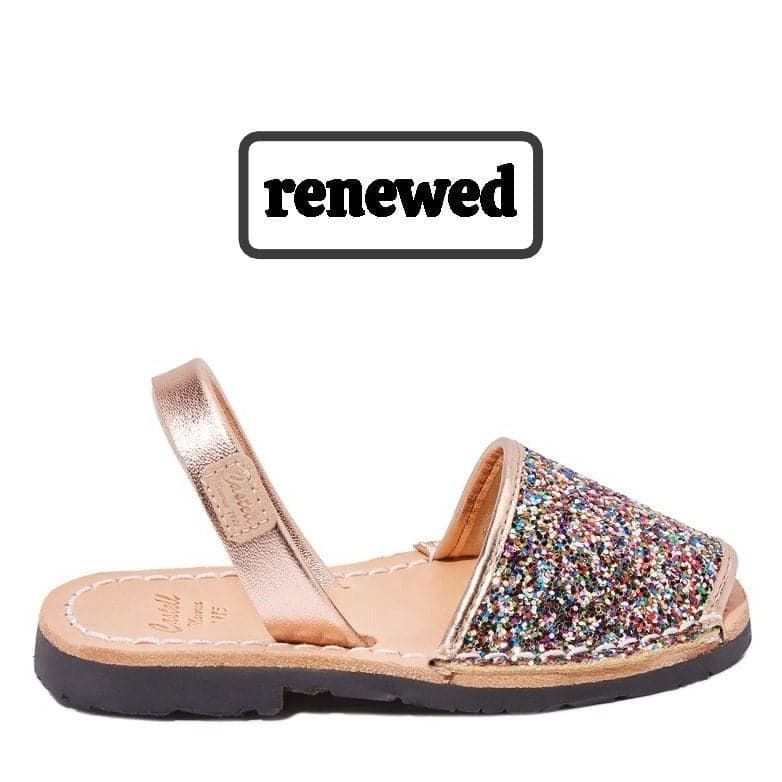 Open Toe Menorcan Sandal for Kids - Iker 1097R Glitter in Renewed Glitter Leather