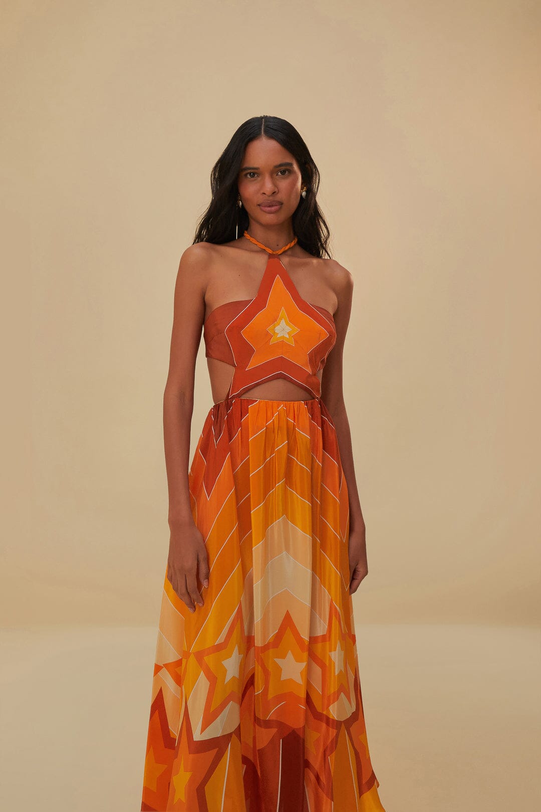 Orange Striped Maxi Dress - Farm Rio