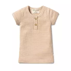 Organic Rib Henley Tee Toffee