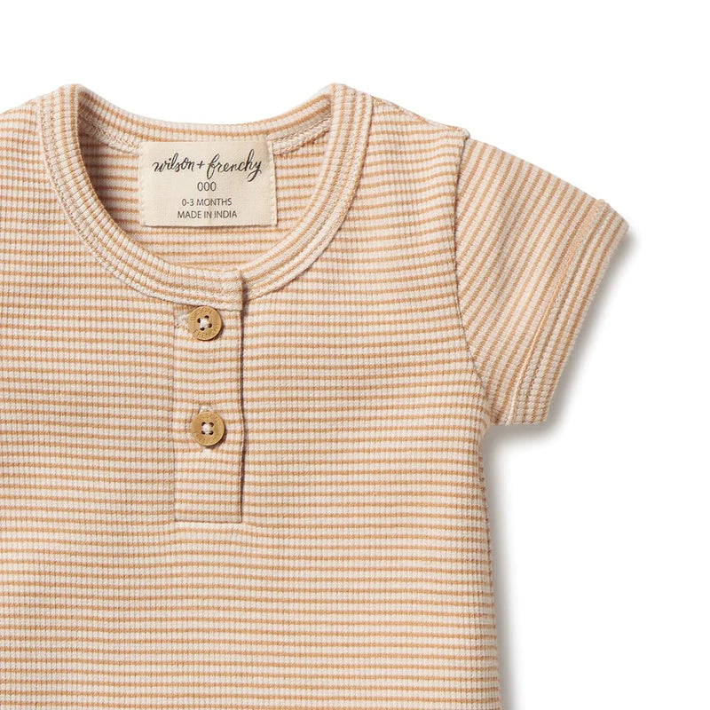 Organic Rib Henley Tee Toffee