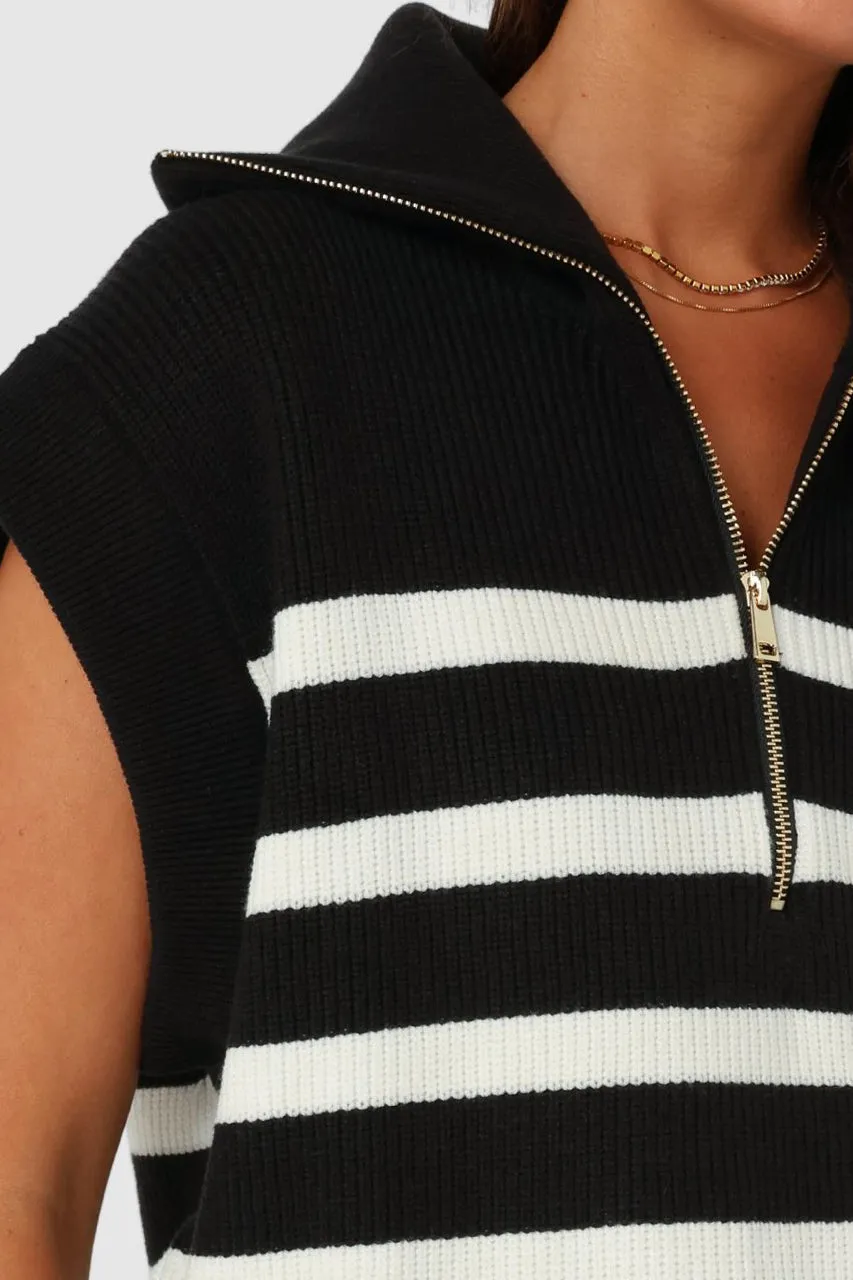 Owen Knit Vest | Black/White