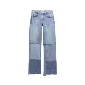 Patchwork Straight Denim Jeans