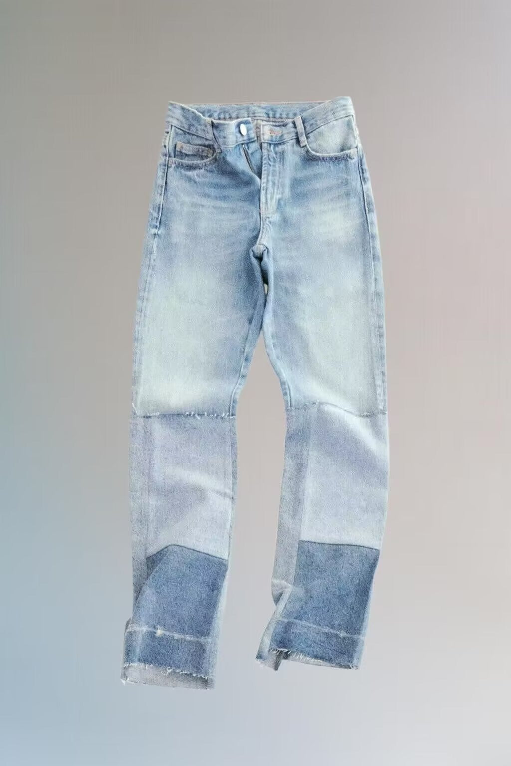 Patchwork Straight Denim Jeans