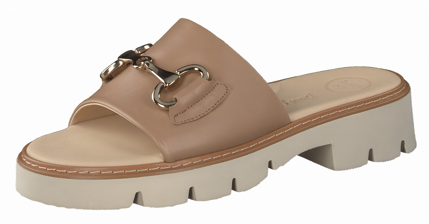 Paul Green 6051 Camel Leather Slider/Mule with Chunky Sole