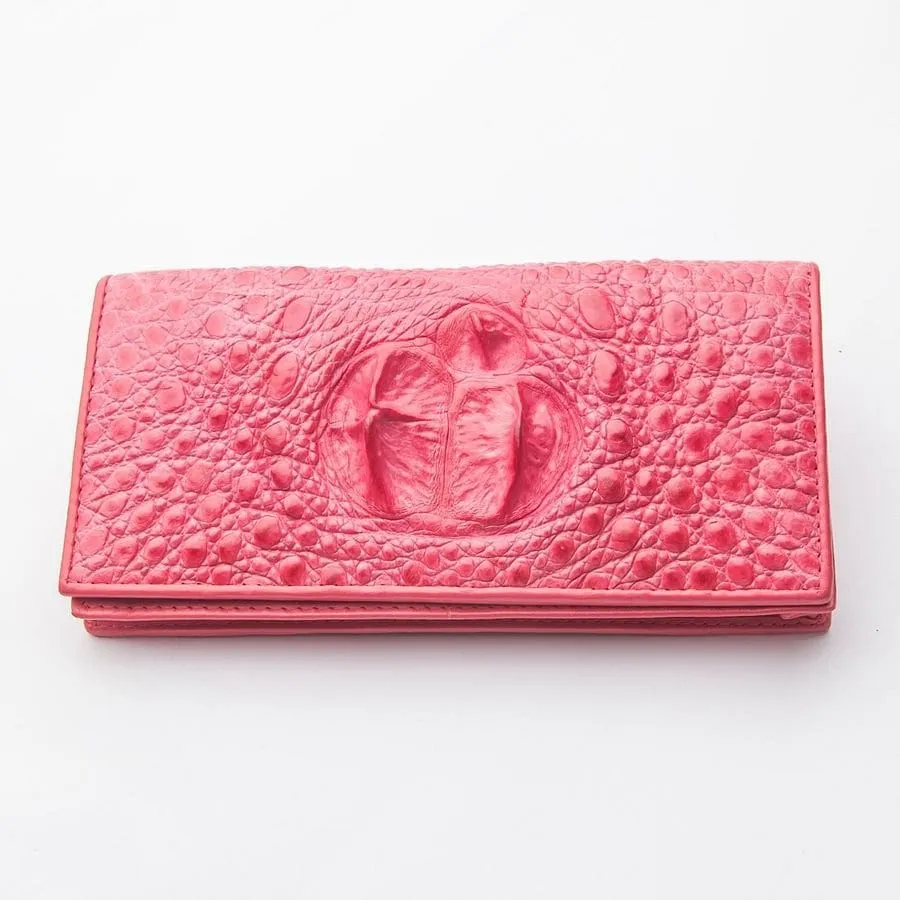 Pink Crocodile Long Wallet.