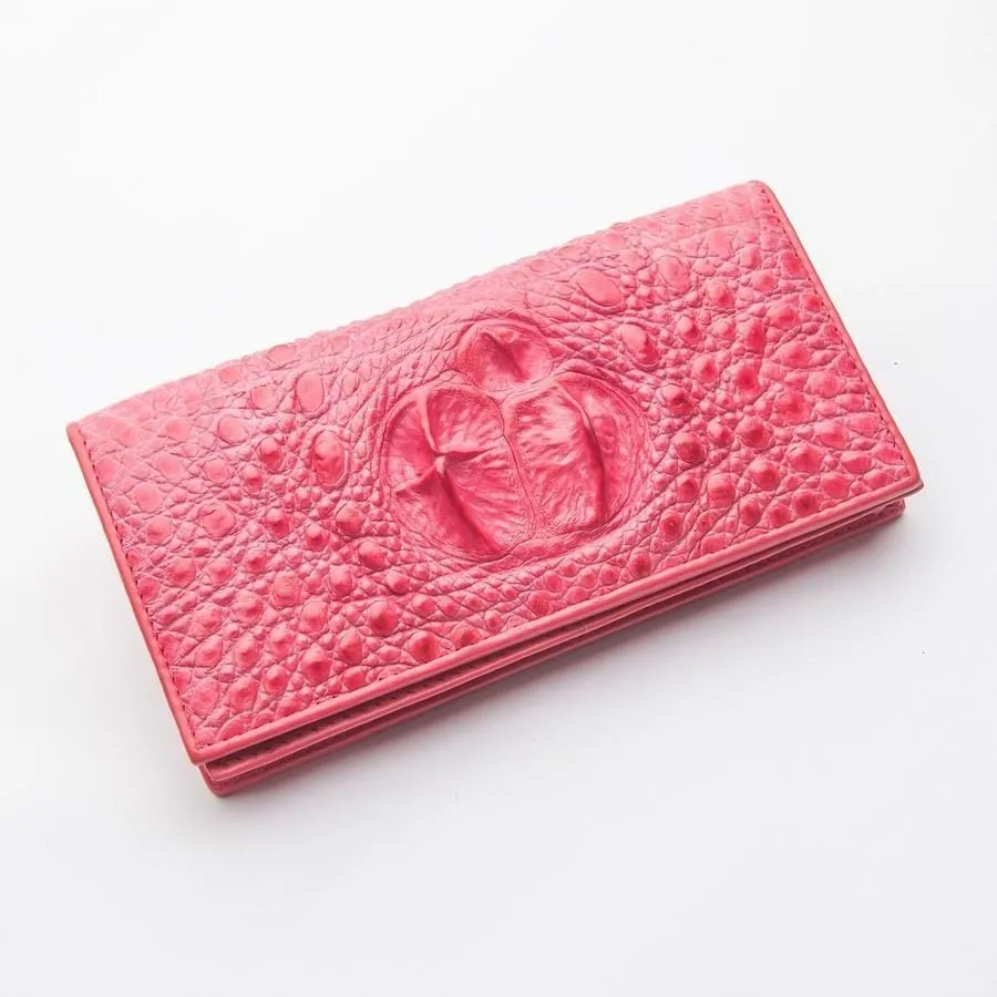 Pink Crocodile Long Wallet.