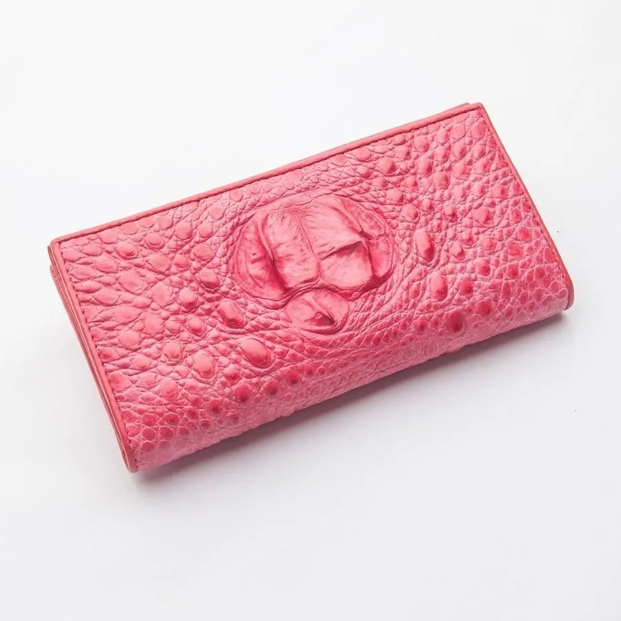 Pink Crocodile Long Wallet.