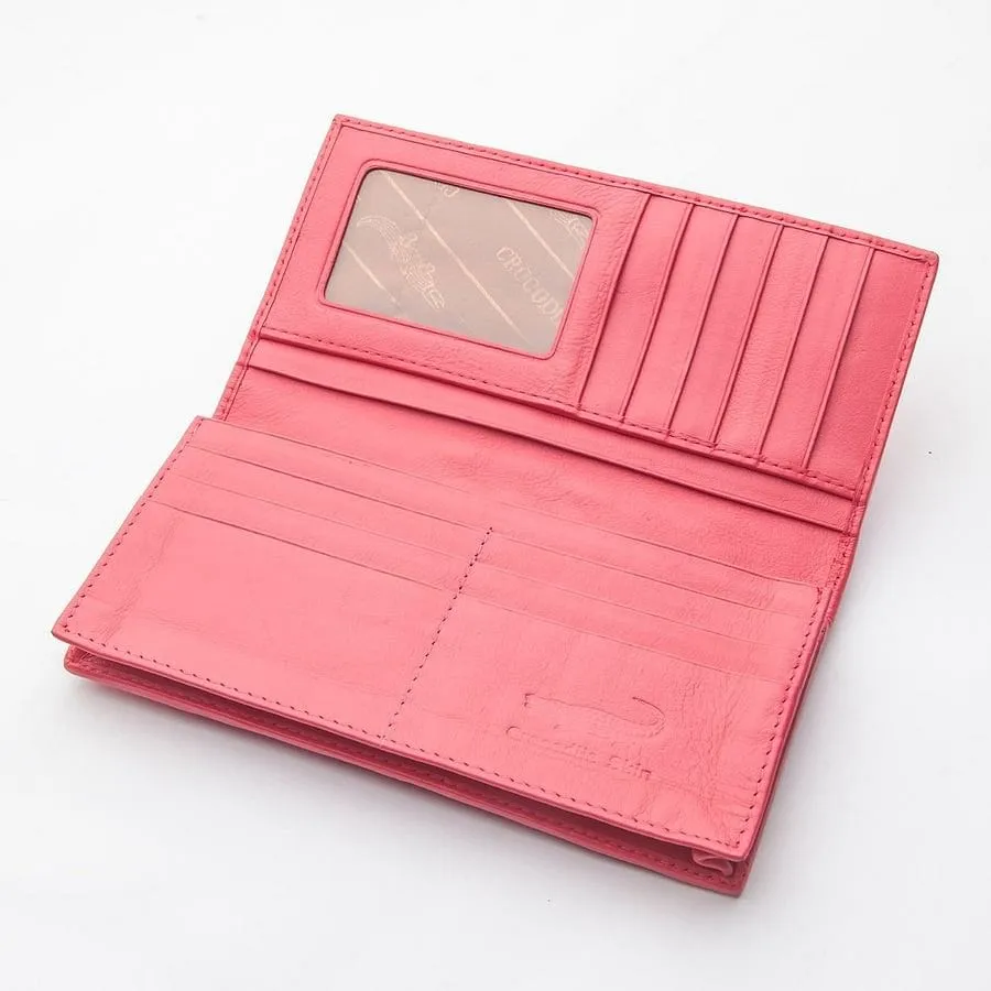 Pink Crocodile Long Wallet.