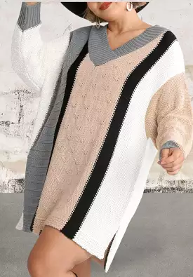 Plus Size Color Block Sweater Dress - Best Deals and Prices for Women's Plus Size Sweater Dresses. Shop Now!