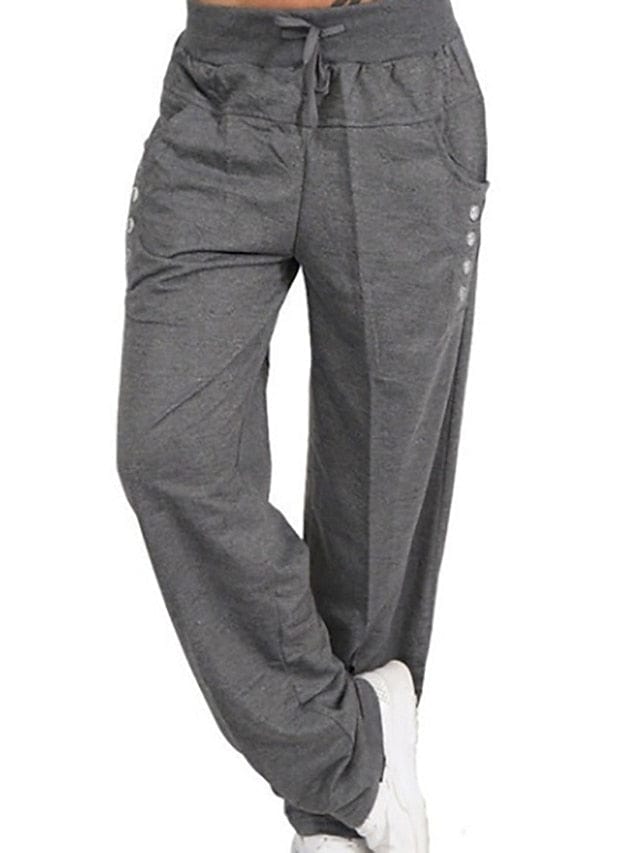 Plus Size Women's Solid Color Full Length Sweatpants Joggers