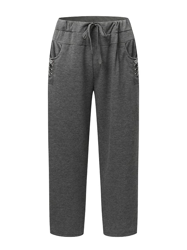 Plus Size Women's Solid Color Full Length Sweatpants Joggers