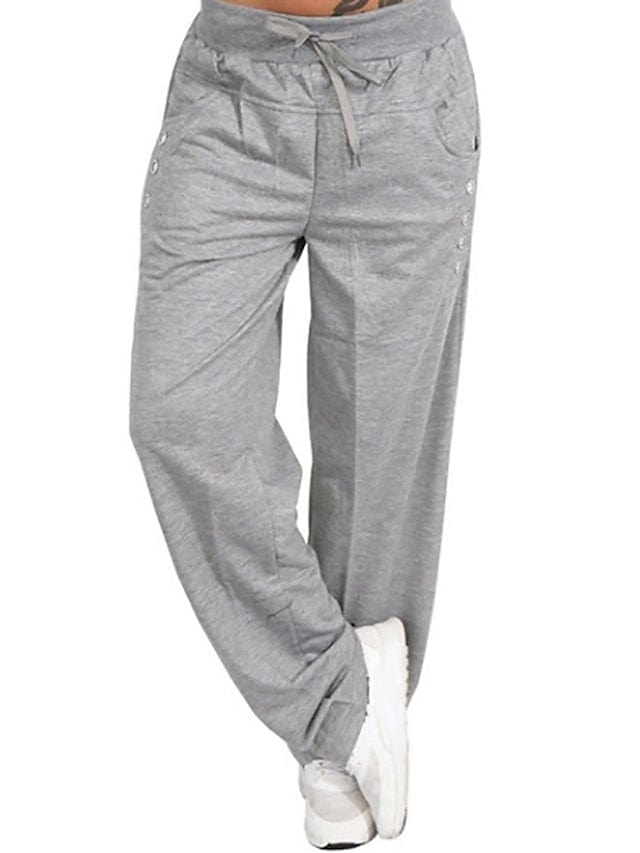 Plus Size Women's Solid Color Full Length Sweatpants Joggers