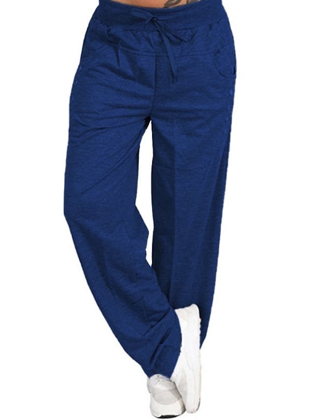 Plus Size Women's Solid Color Full Length Sweatpants Joggers