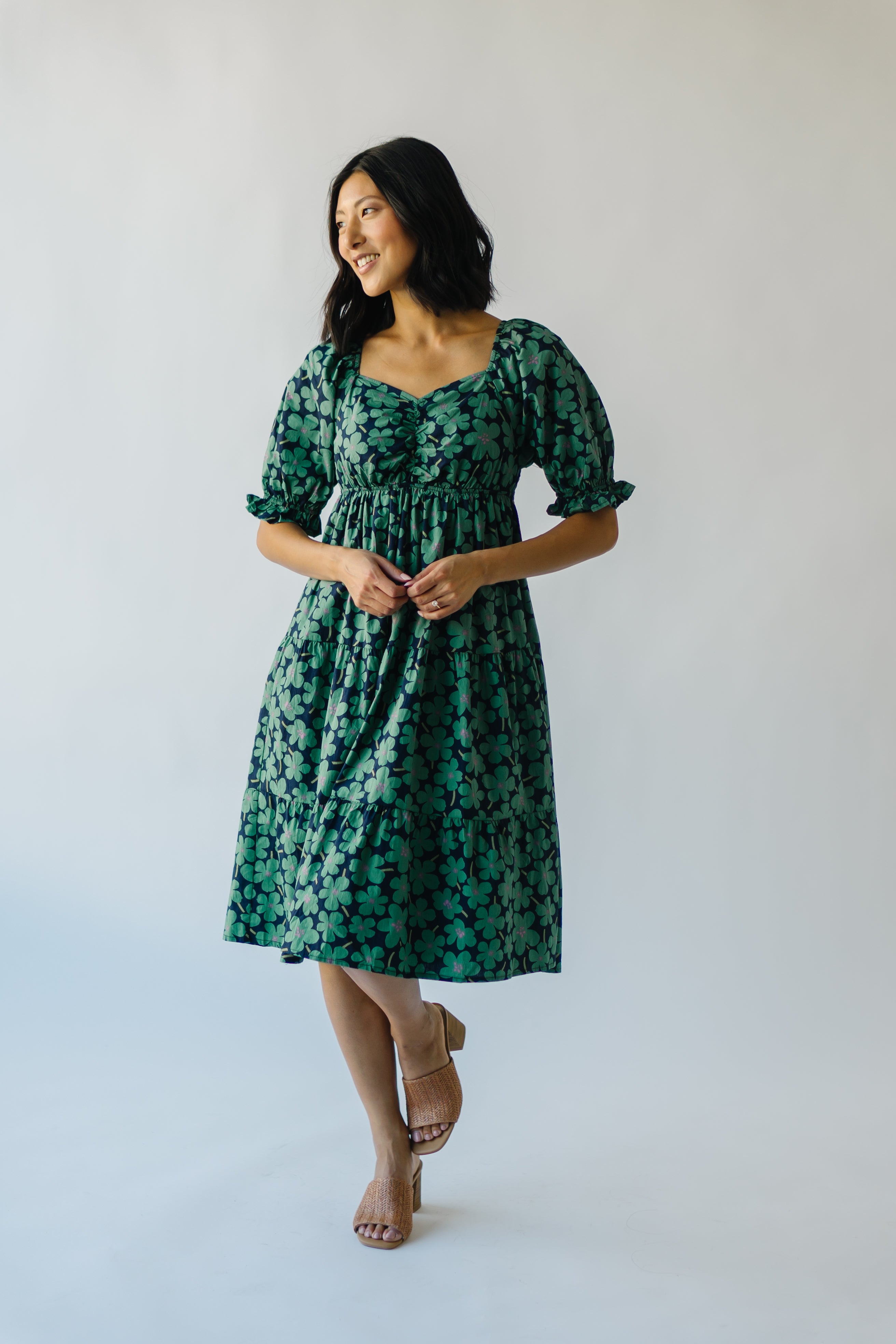 Rathdrum Floral Baby Doll Dress Dark Green