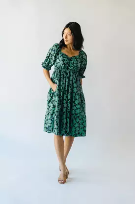 Rathdrum Floral Baby Doll Dress Dark Green