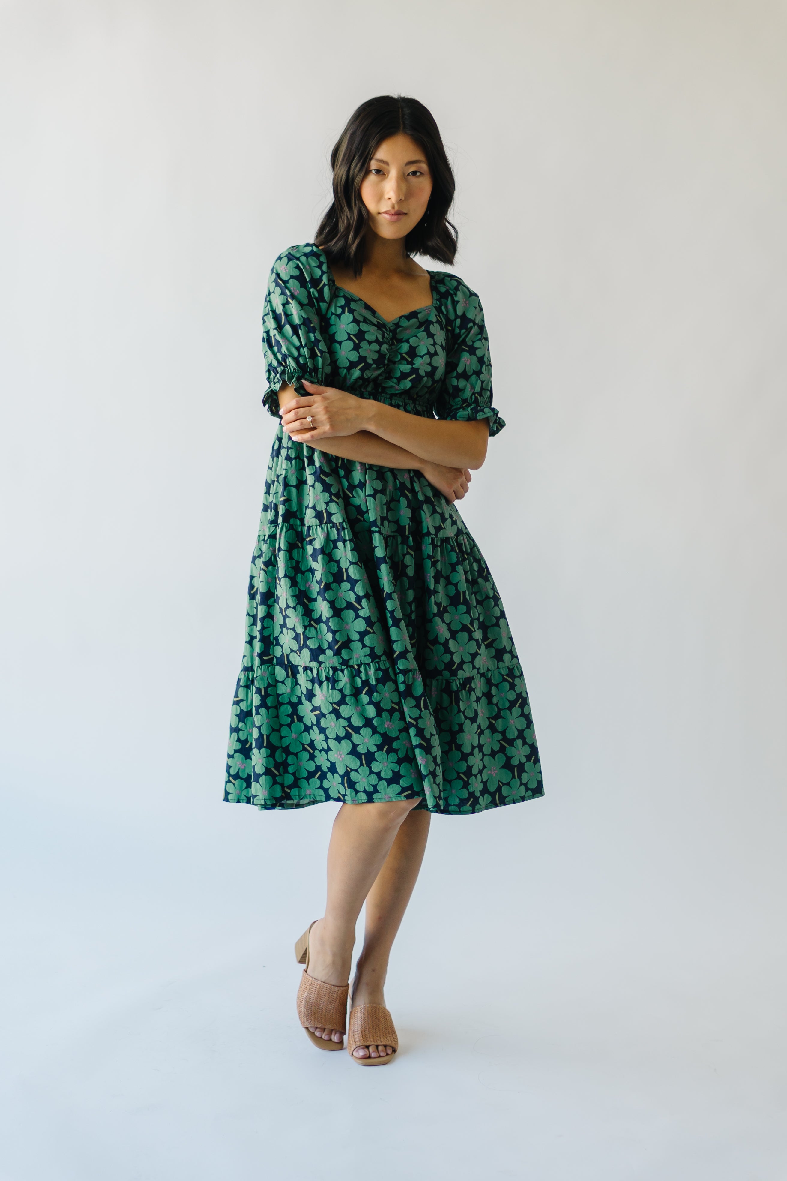 Rathdrum Floral Baby Doll Dress Dark Green