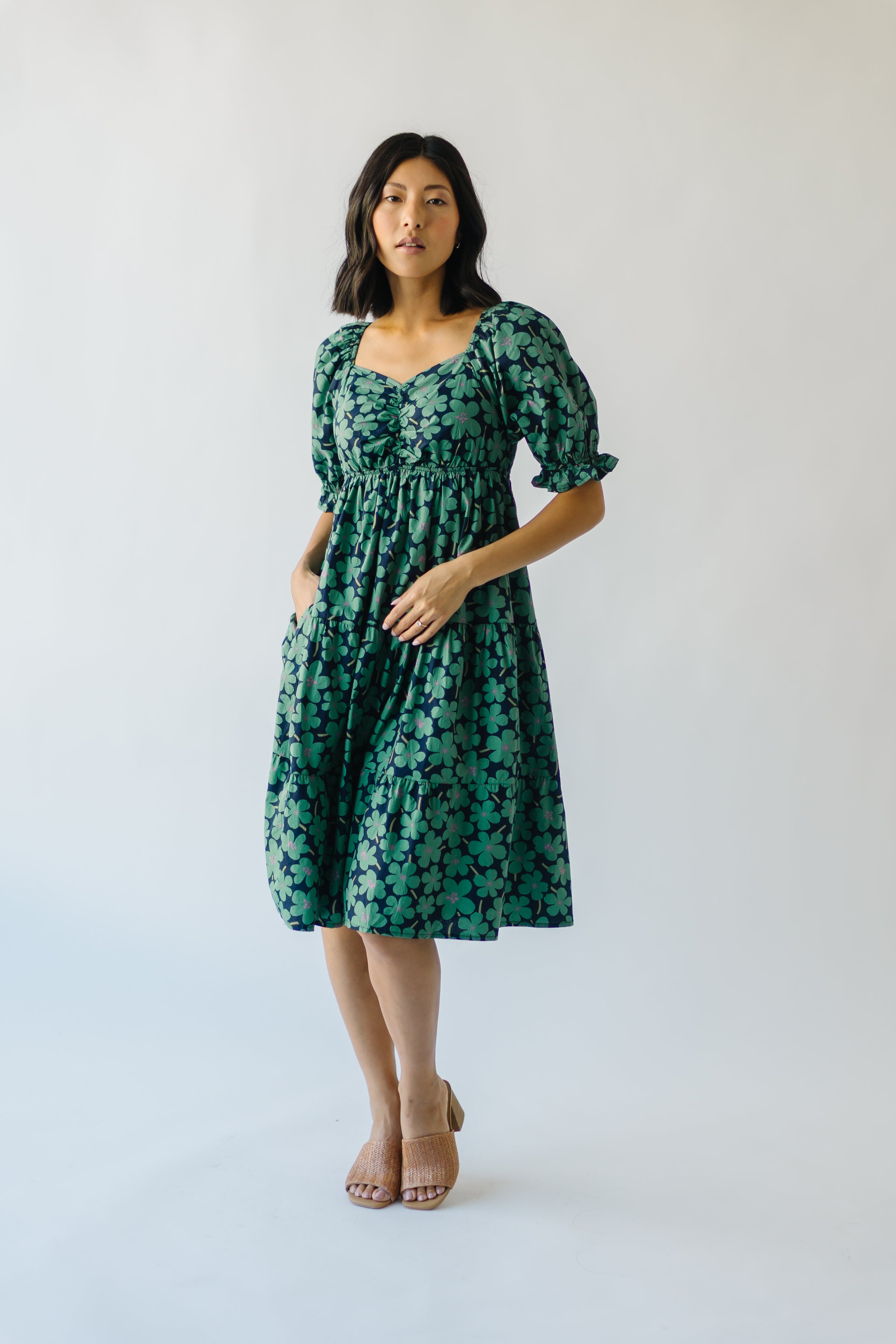 Rathdrum Floral Baby Doll Dress Dark Green