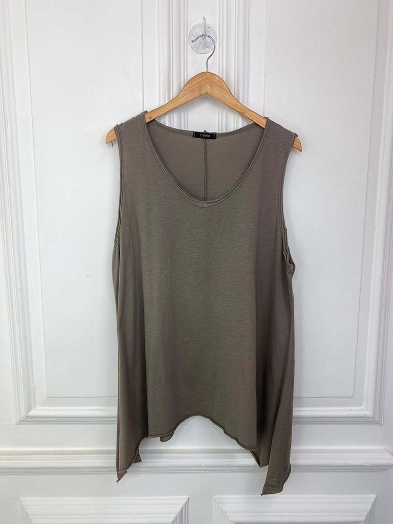 Raw Edge Jersey Swing Top - Mocha is a super trendy women's top.