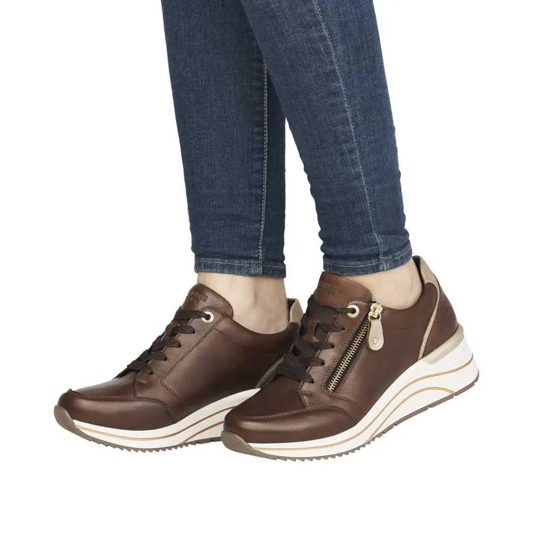 Remonte by Rieker D0T03 Wedge Sneaker in Chestnut for Women