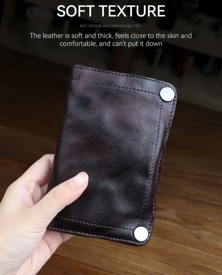 Retro Leather Card Holder Bifold Wallet for Men and Women