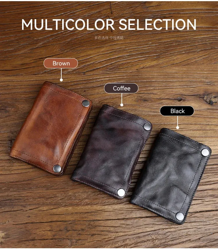 Retro Leather Card Holder Bifold Wallet for Men and Women