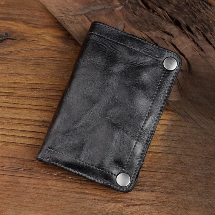 Retro Leather Card Holder Bifold Wallet for Men and Women