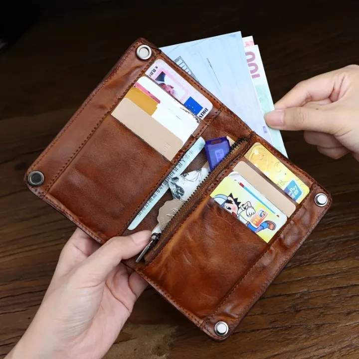 Retro Leather Card Holder Bifold Wallet for Men and Women