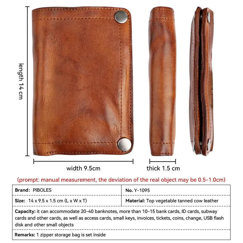 Retro Leather Card Holder Bifold Wallet for Men and Women