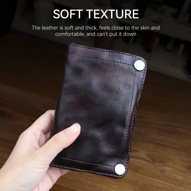 Retro Leather Card Holder Bifold Wallet for Men and Women