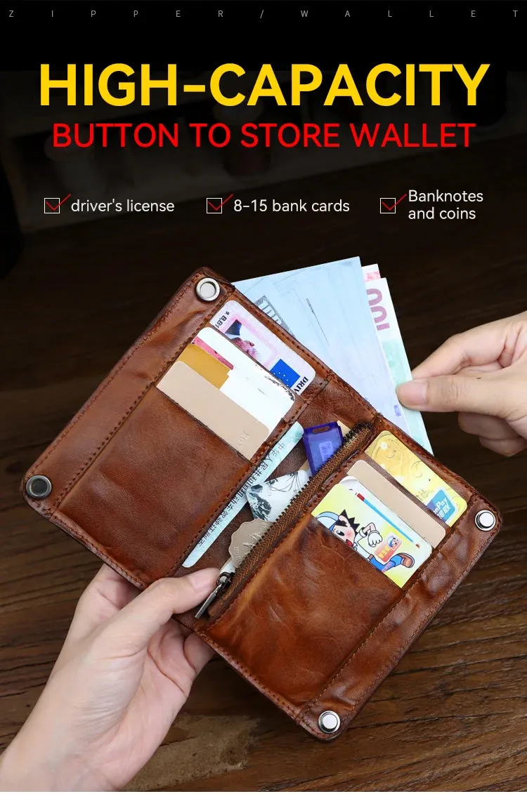 Retro Leather Card Holder Bifold Wallet for Men and Women