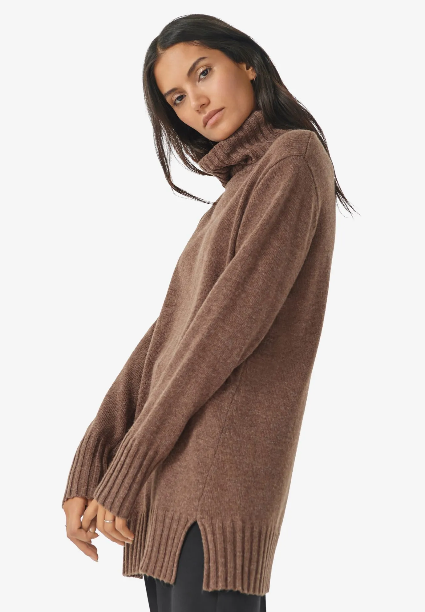 Ribbed Turtleneck Tunic Jumper