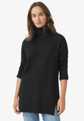 Ribbed Turtleneck Tunic Jumper