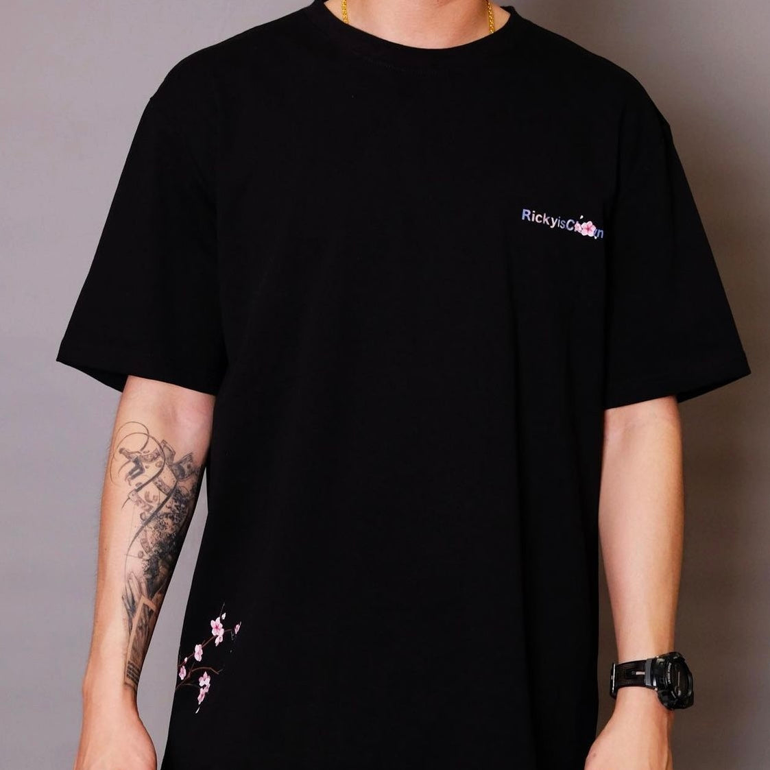 Ricky clown Mount Fuji Sakura smiley shirt black