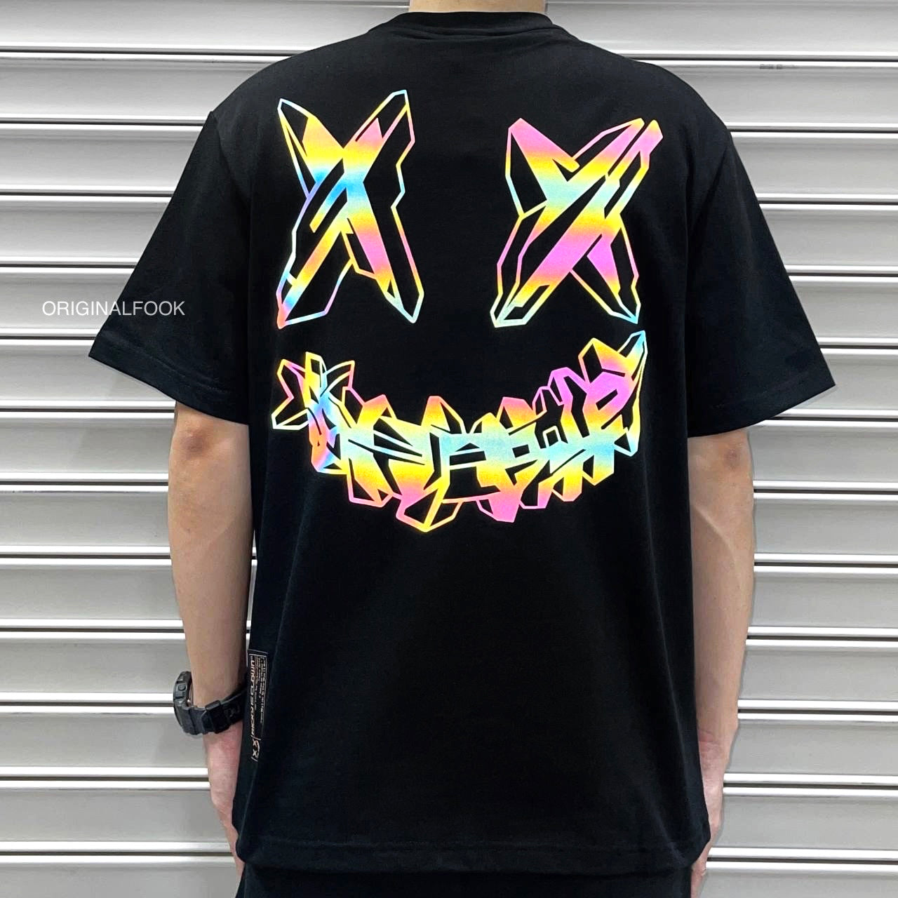 Ricky is Clown Reflective Cyborg Smiley Shirt in Black