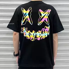 Ricky is Clown Reflective Cyborg Smiley Shirt in Black