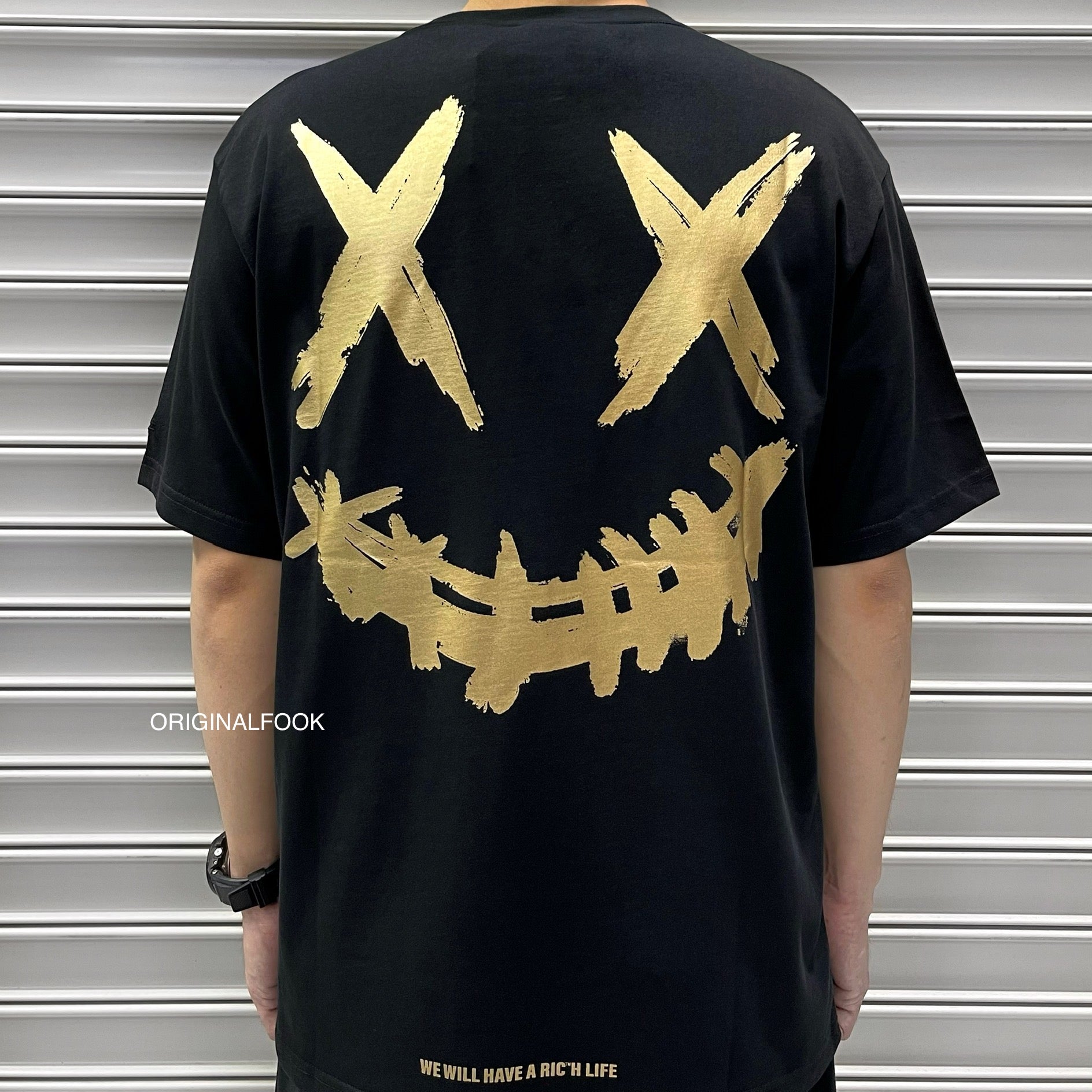 Rickyisclown Gold Foil Smiley Tee Black