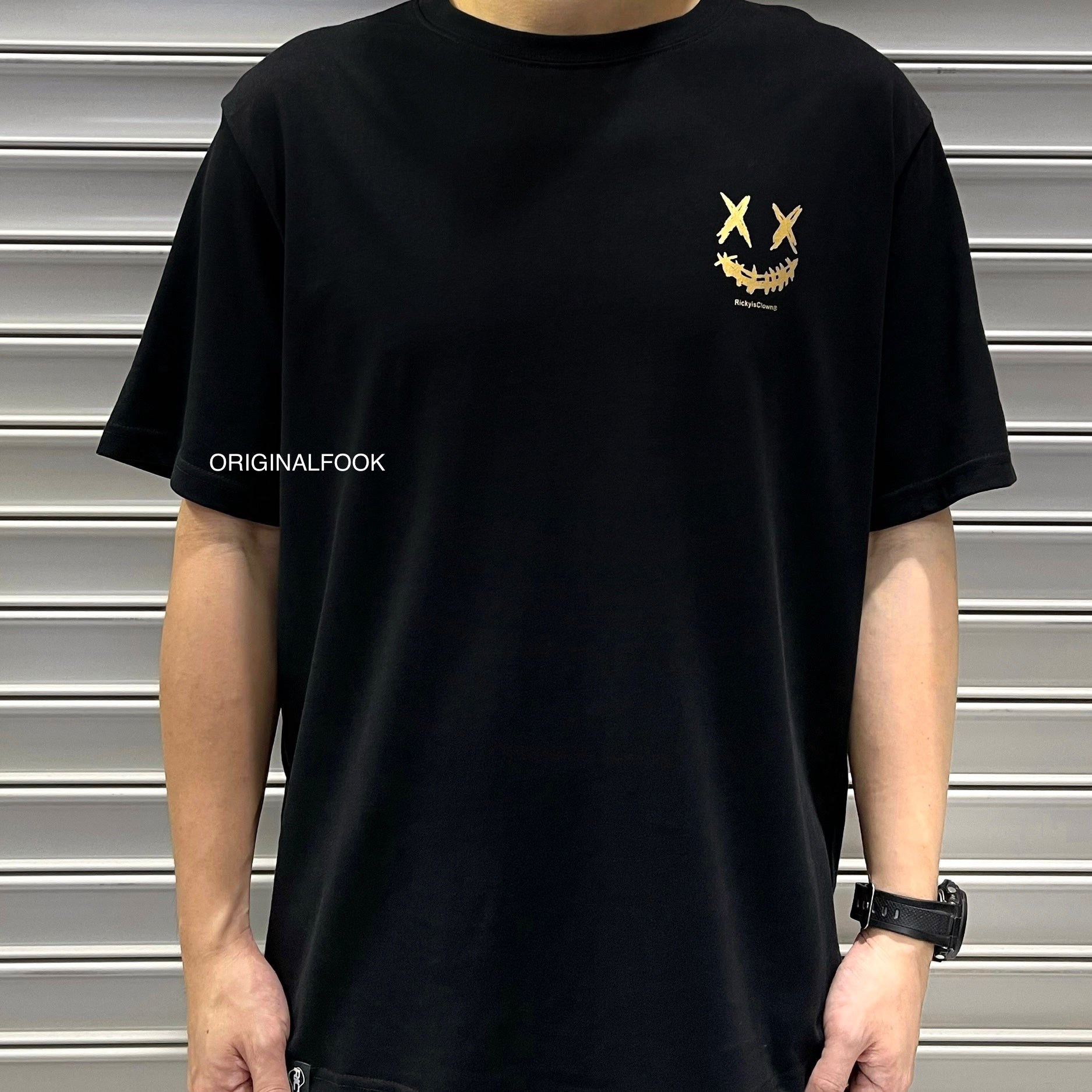 Rickyisclown Gold Foil Smiley Tee Black