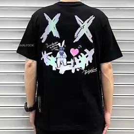 Rickyisclown Reflective Astro Bunny Smiley T-Shirt Black