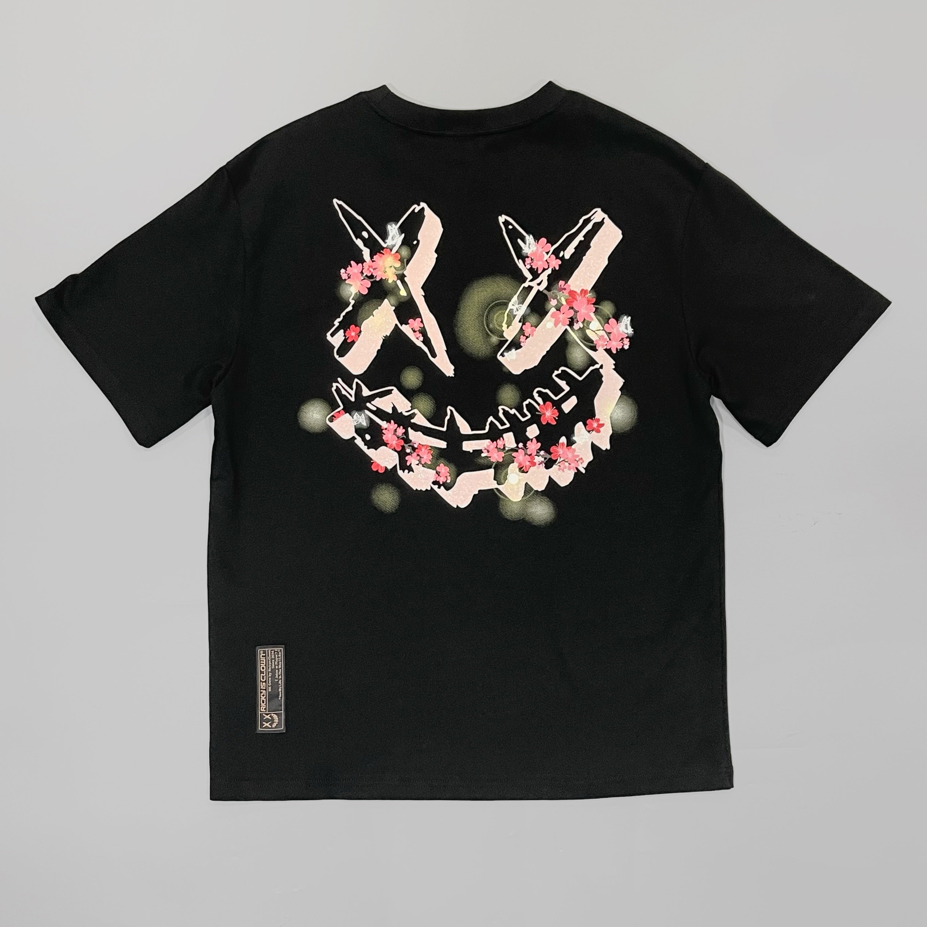 Ricky's Clown Sakura Night Smiley T-Shirt - Black, R17230225B-K9