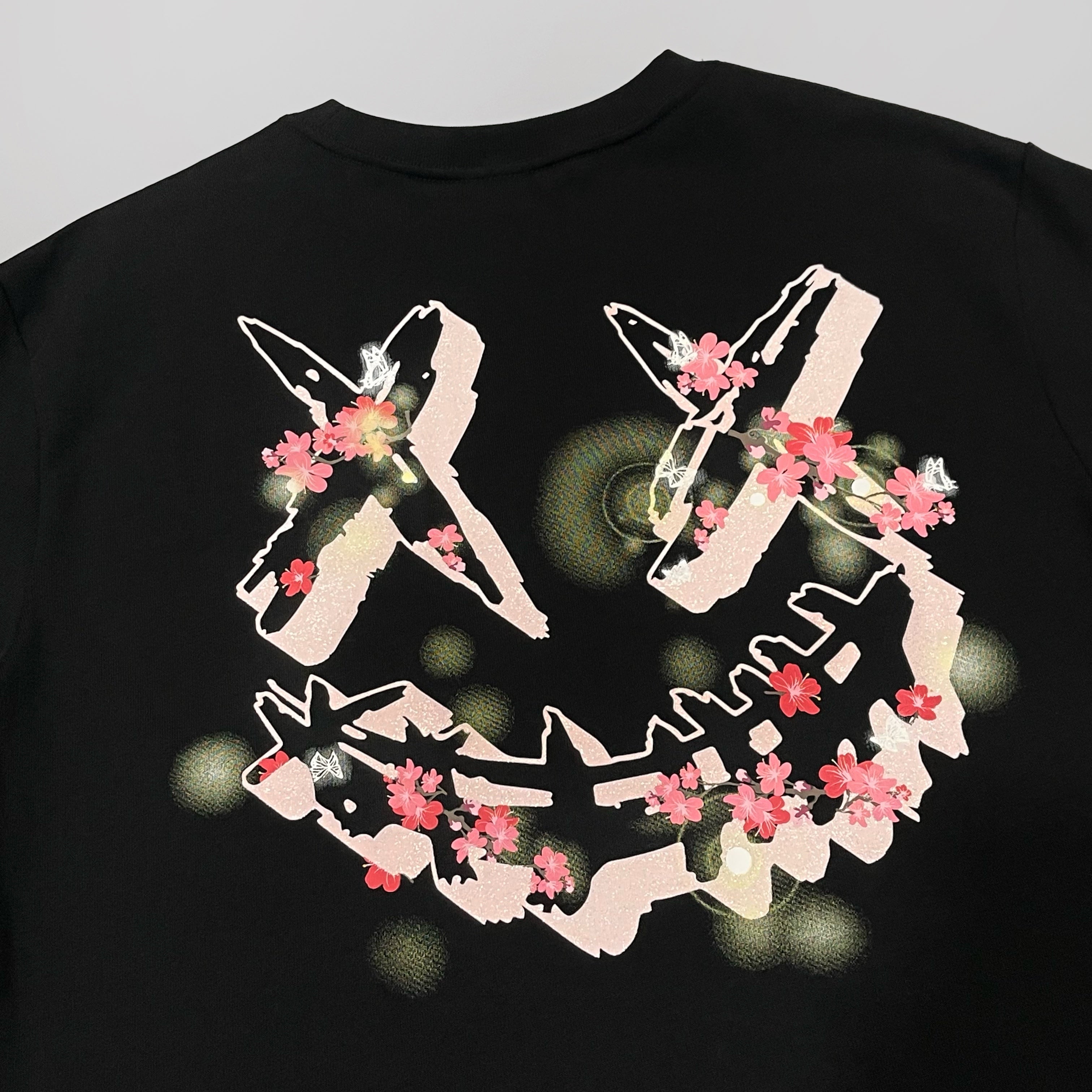 Ricky's Clown Sakura Night Smiley T-Shirt - Black, R17230225B-K9