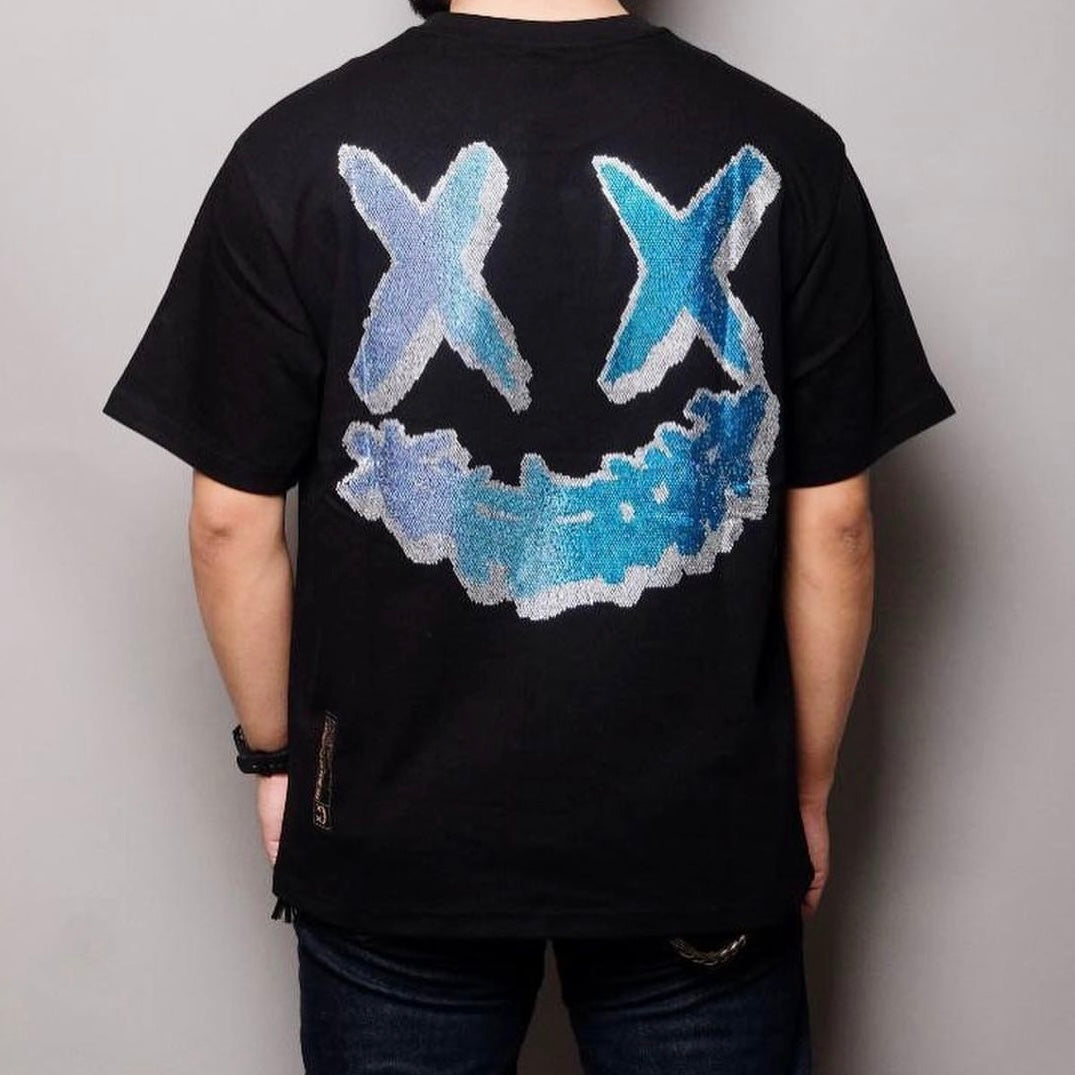 Ricky's Clown T-Shirt with Ice Rhinestone Design - Black