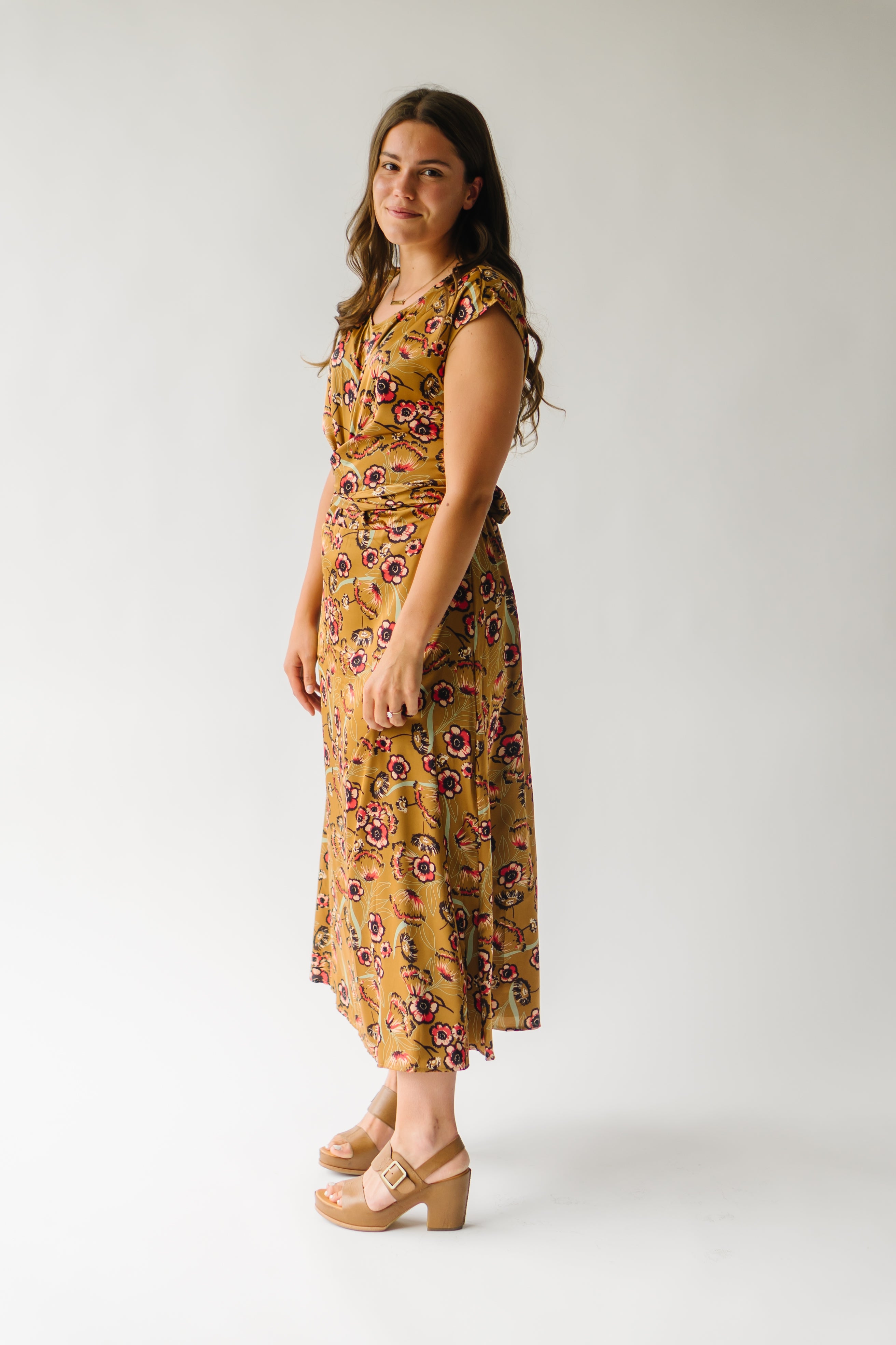 Royce Floral Tie Dress - Bronze