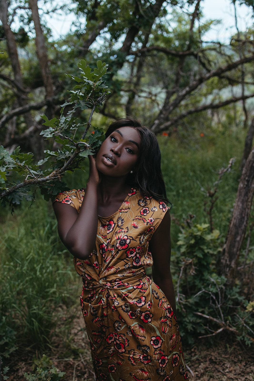 Royce Floral Tie Dress - Bronze