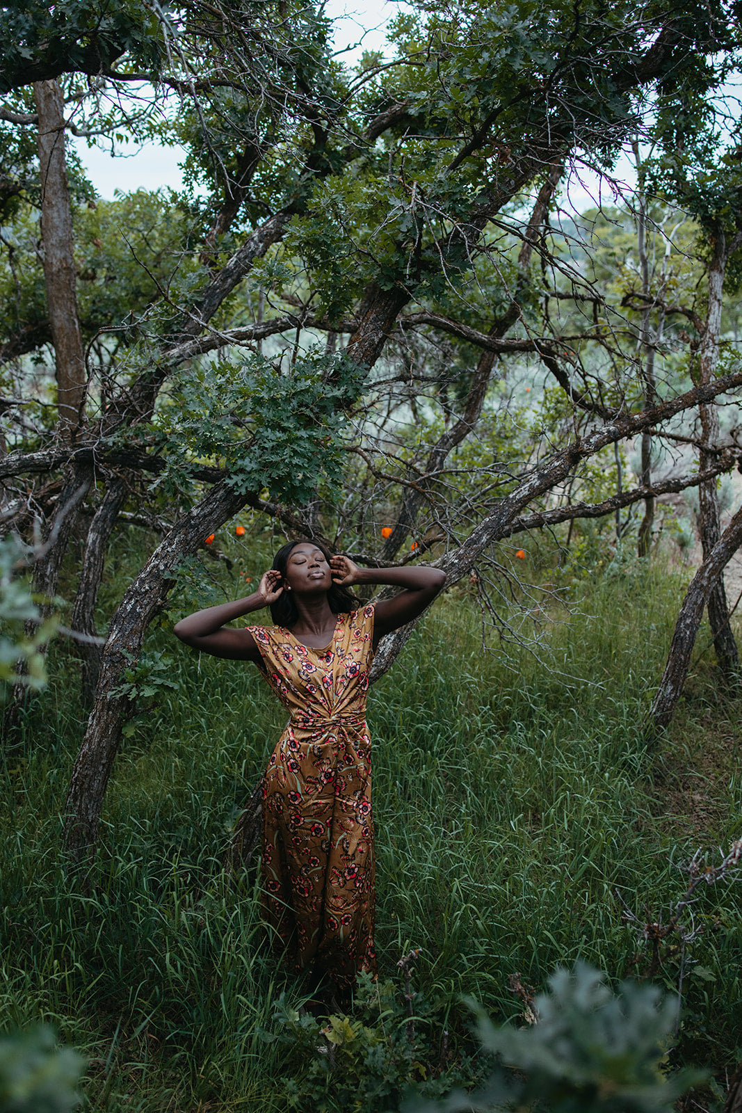 Royce Floral Tie Dress - Bronze