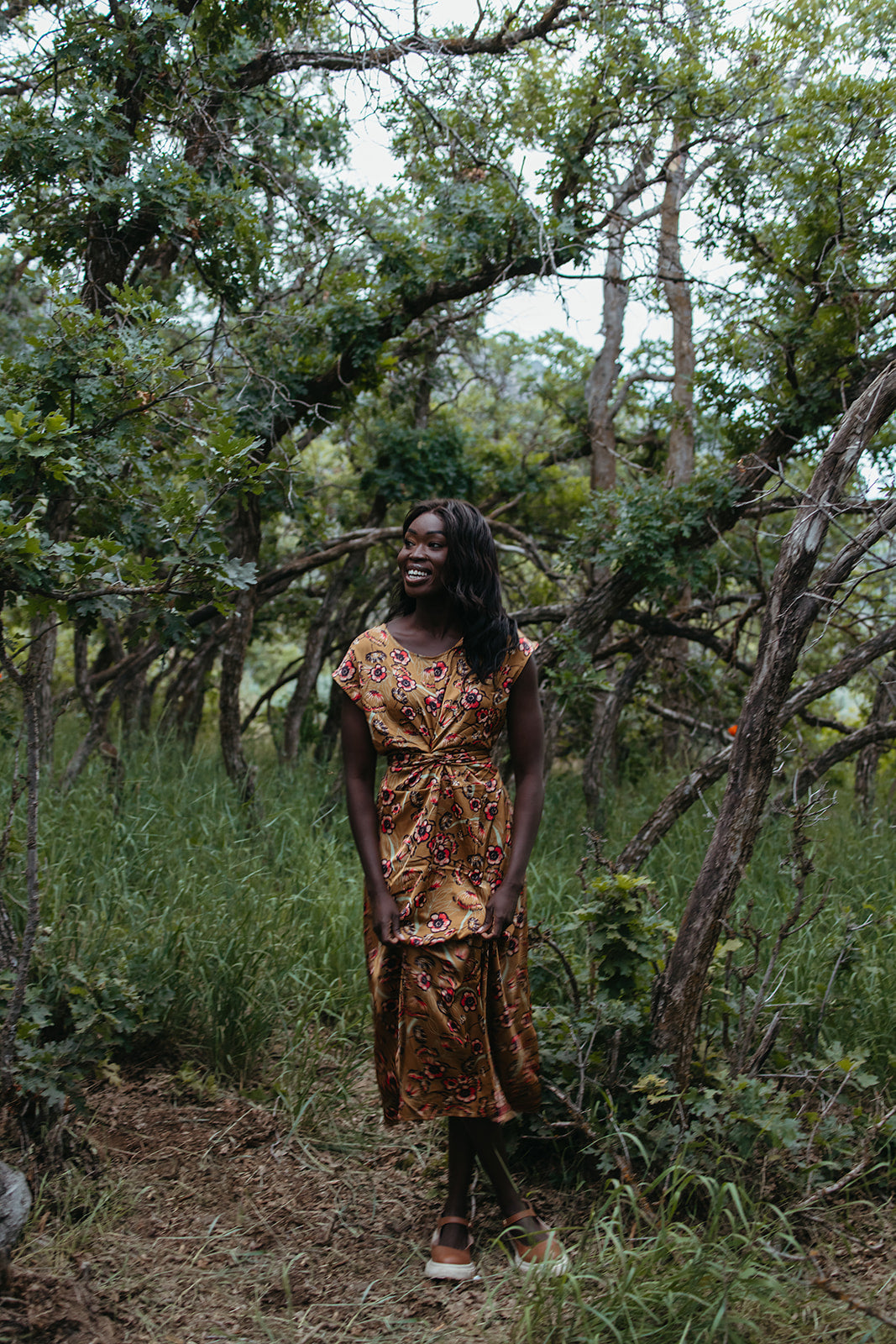 Royce Floral Tie Dress - Bronze