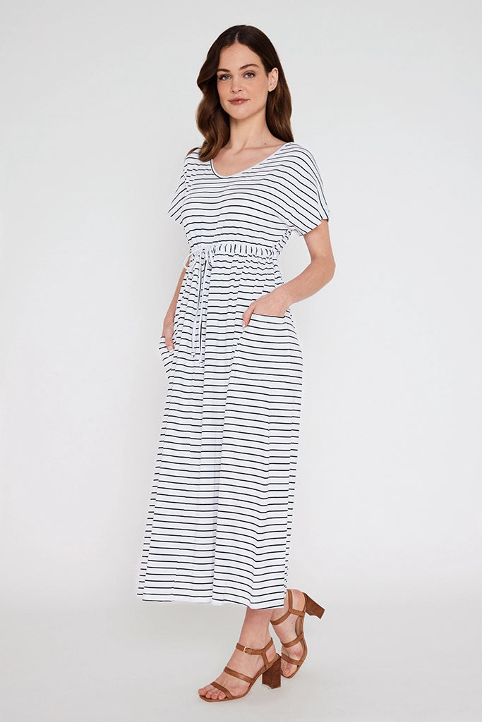 SALE - Mila Maxi Dress - Black and White Stripe