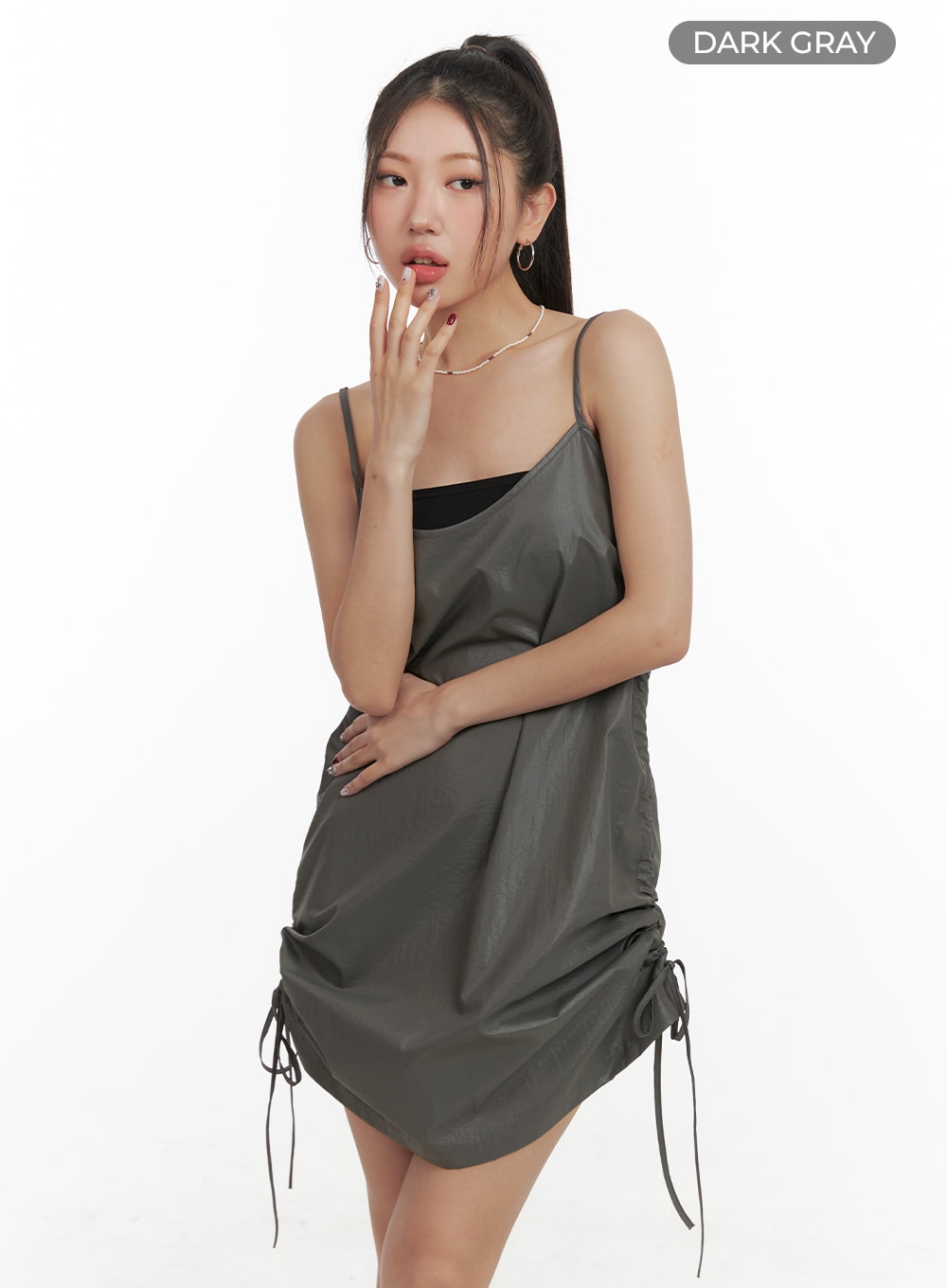 Shirred Nylon Mini Dress